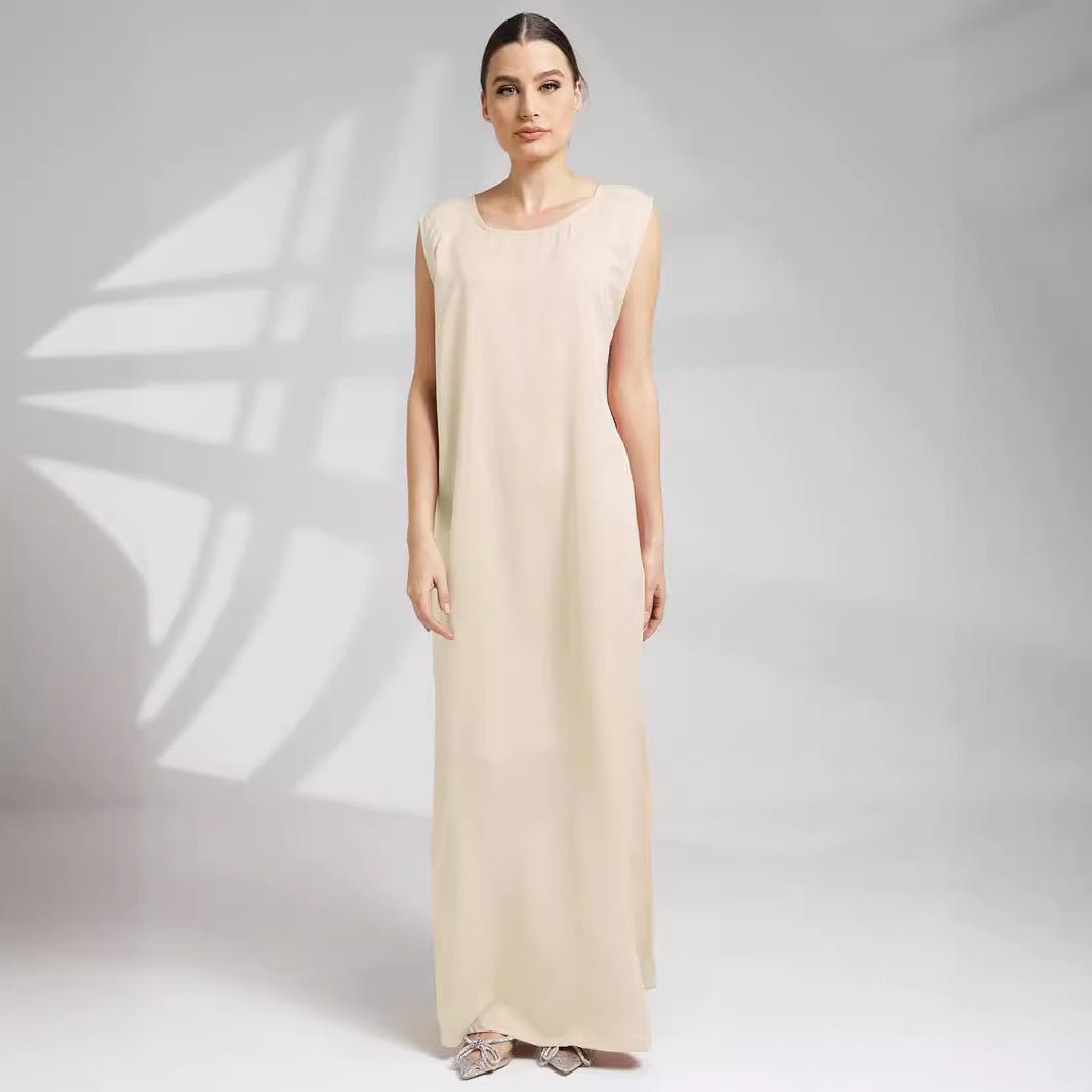 Sleeveless Slip Maxi Dress | Relaxed Fit Base Layer Abaya Dress(MS190)