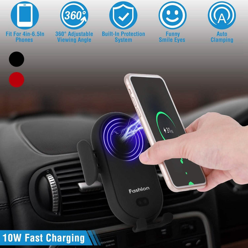 Smart Car Wireless Charger Auto Sensing Phone Holder 10W Qi Fast Charging Air Vent
