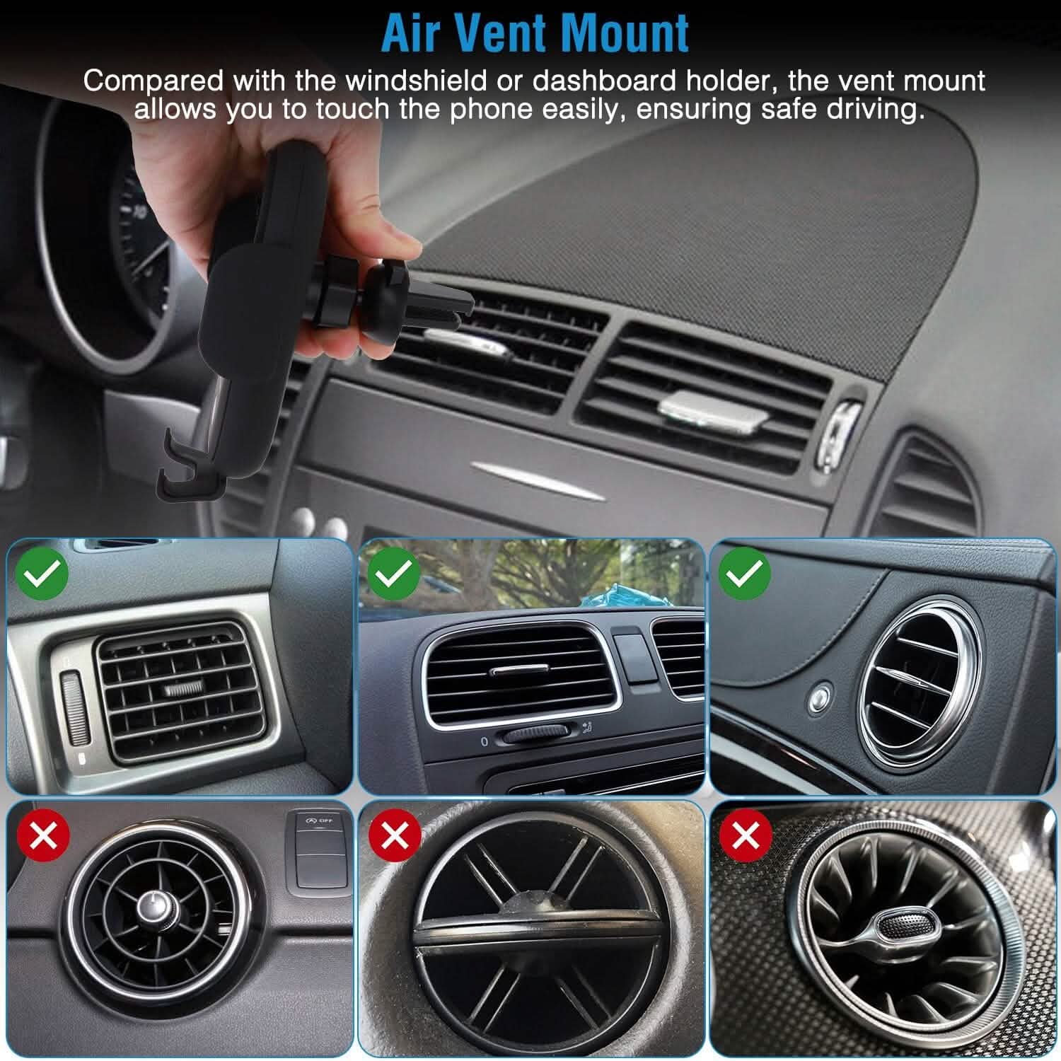 Smart Car Wireless Charger Auto Sensing Phone Holder 10W Qi Fast Charging Air Vent