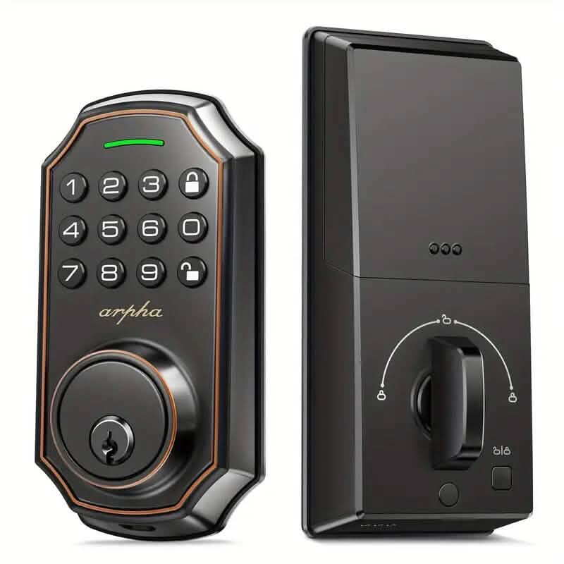 Smart Keypad Door Deadbolt Lock Set with 100-Code Keyless Entry and Anti-Peeking Password