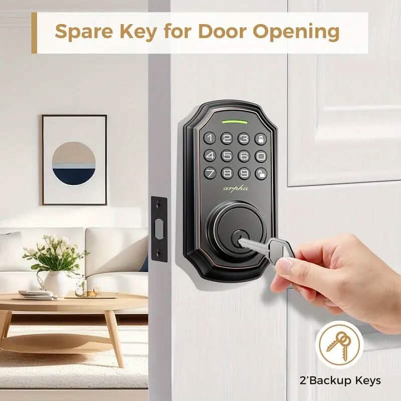 Smart Keypad Door Deadbolt Lock Set with 100-Code Keyless Entry and Anti-Peeking Password