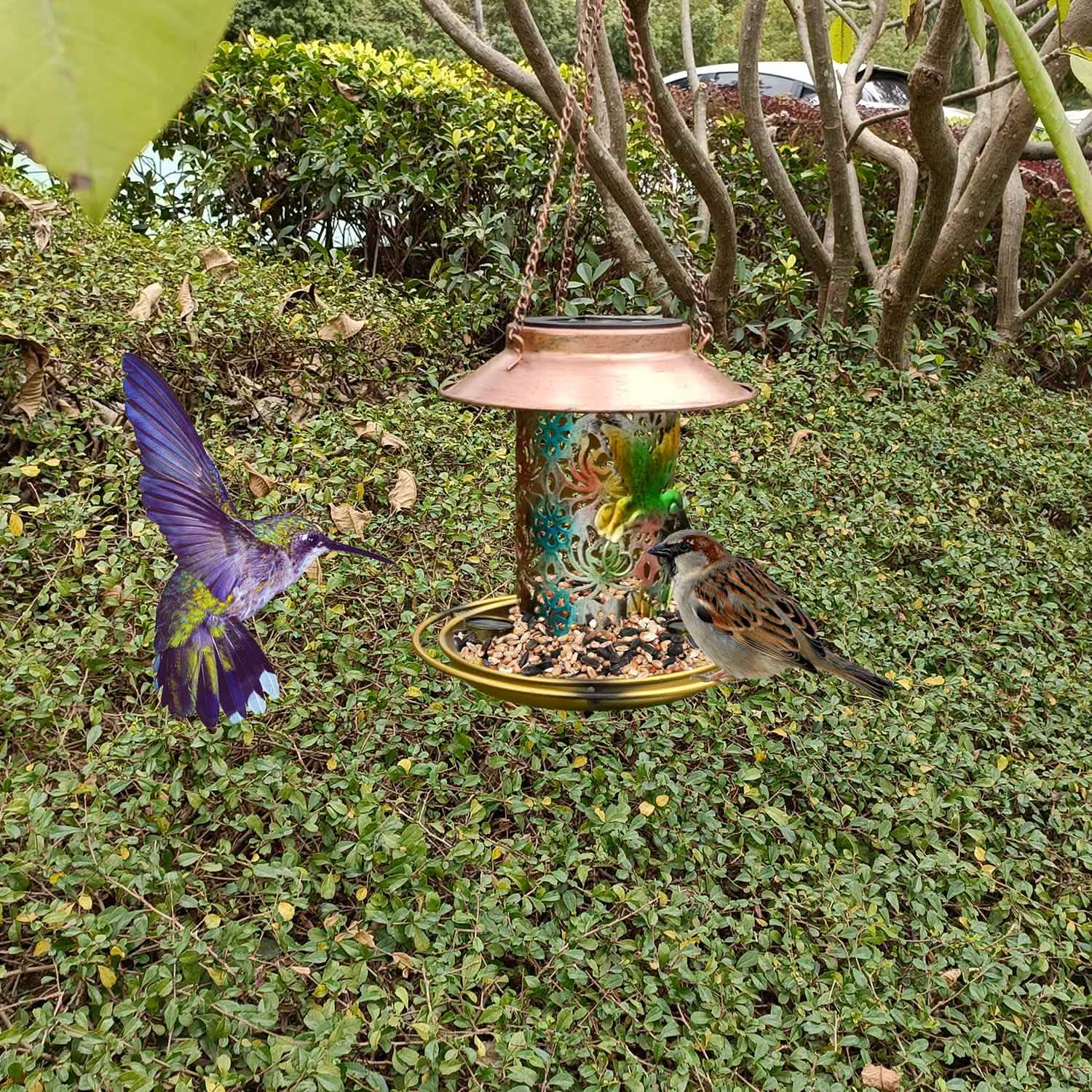 Solar Decorative Hanging Bird Feeder Lantern