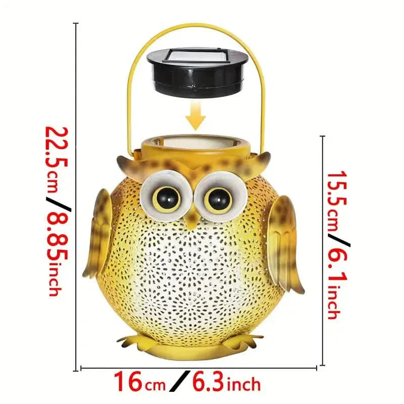 Solar Garden Hanging Light Owl Pattern