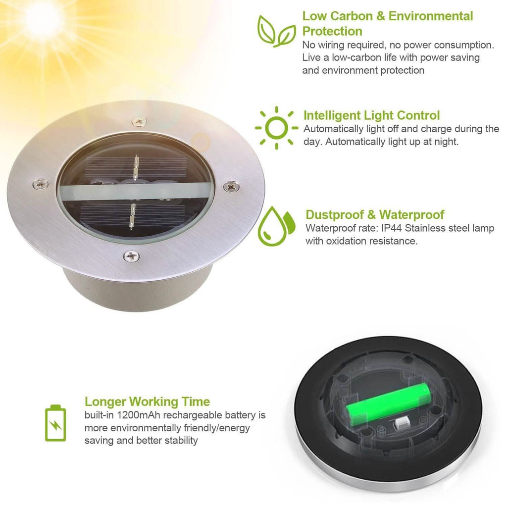 Solar LED Disk Lights IP44 Water Resistant Light Sensor