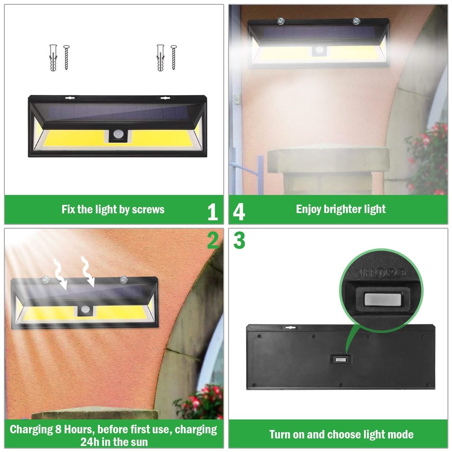 Lampes solaires 180 LEDS Lampe murale solaire