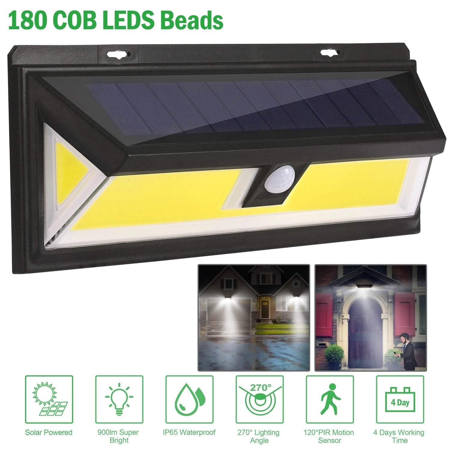 Lampes solaires 180 LEDS Lampe murale solaire