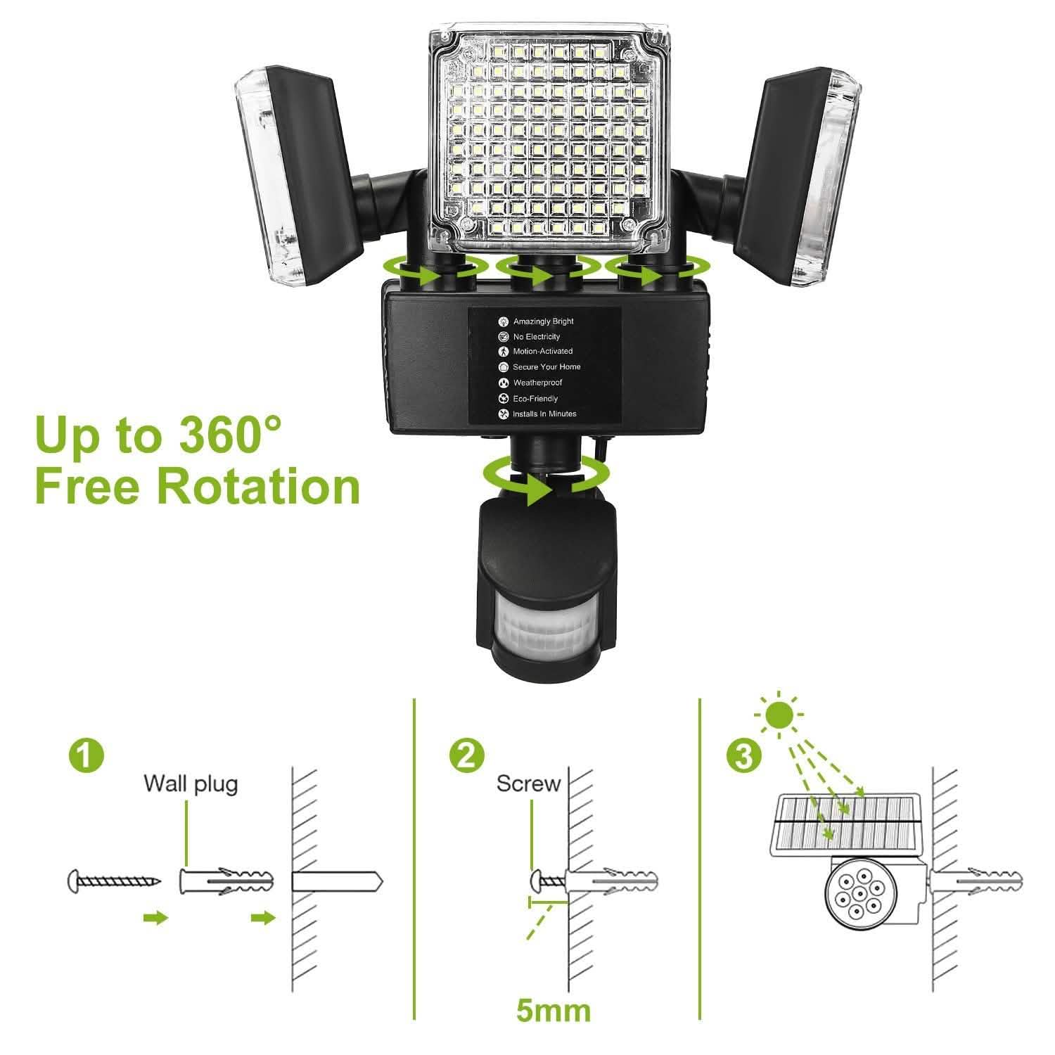 Lampes solaires d'extérieur 188 LED