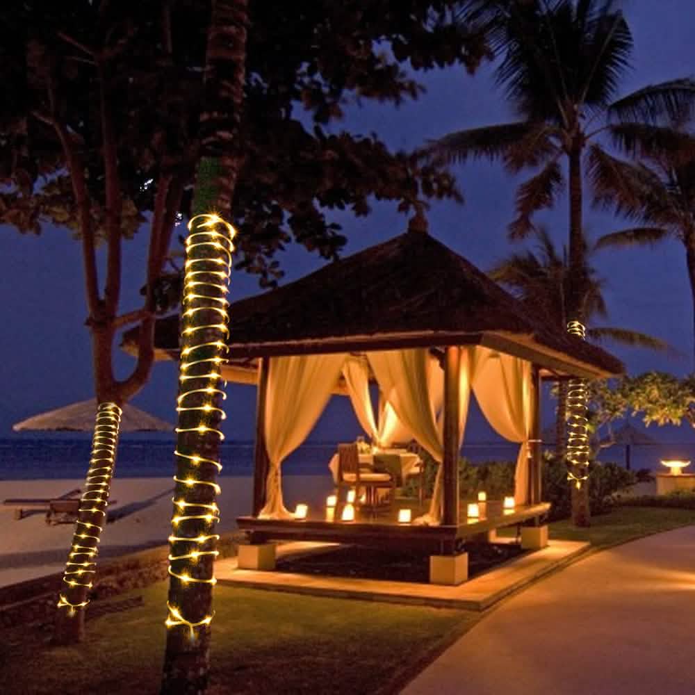 Solar Panel Powered 75.5 Ft. Warm White Rope String Fairy Lights