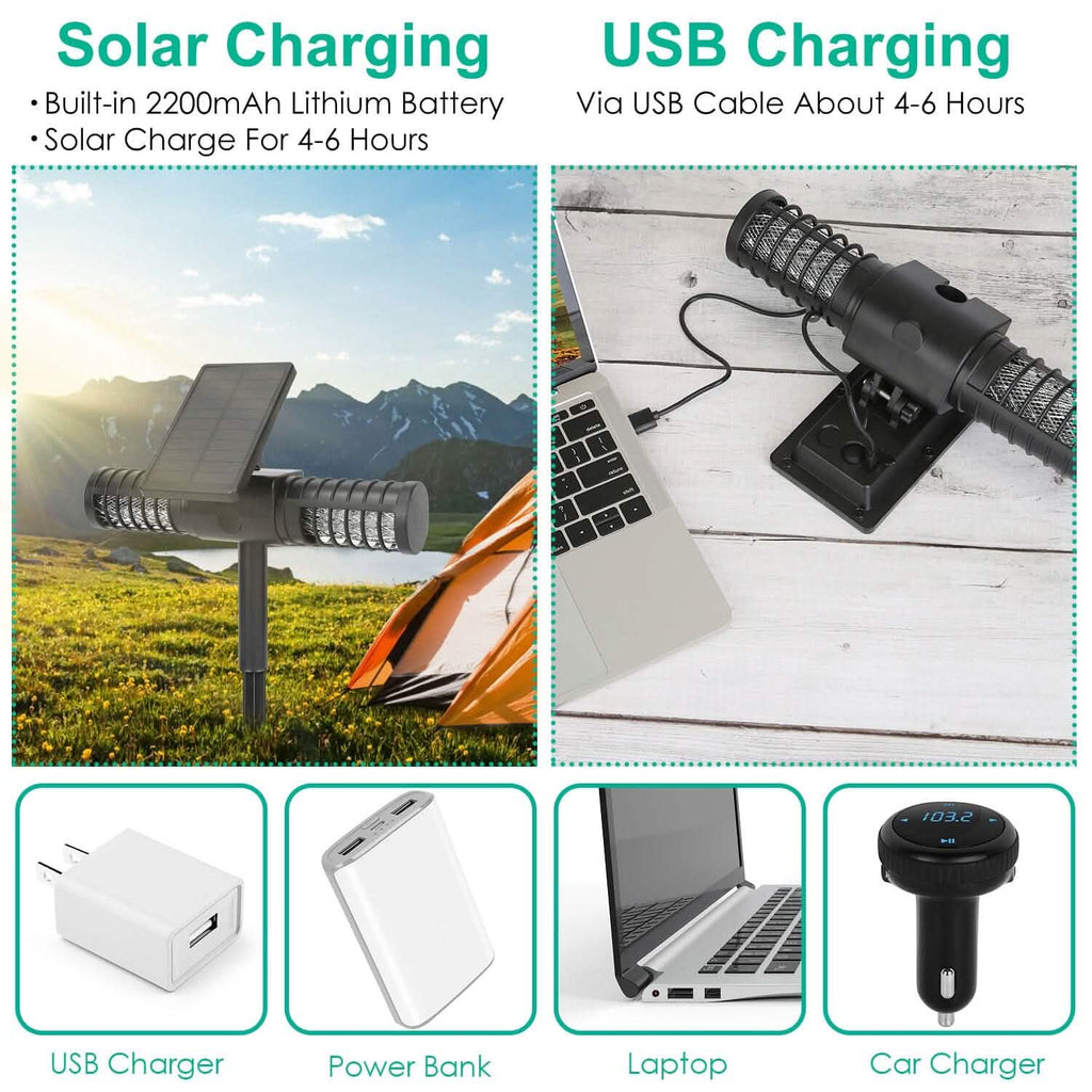 Solar Powered Bug Zapper LED Mosquito Killer Lamp