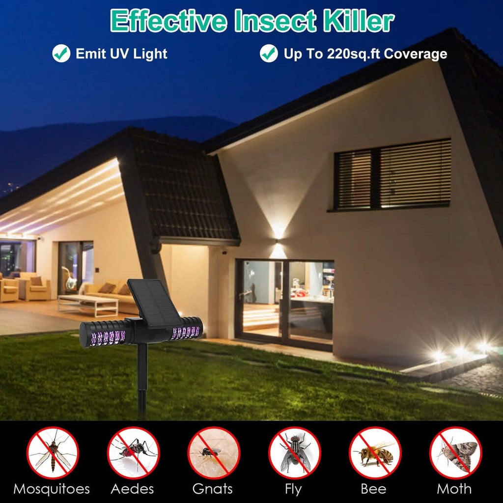 Solar Powered Bug Zapper LED Mosquito Killer Lamp