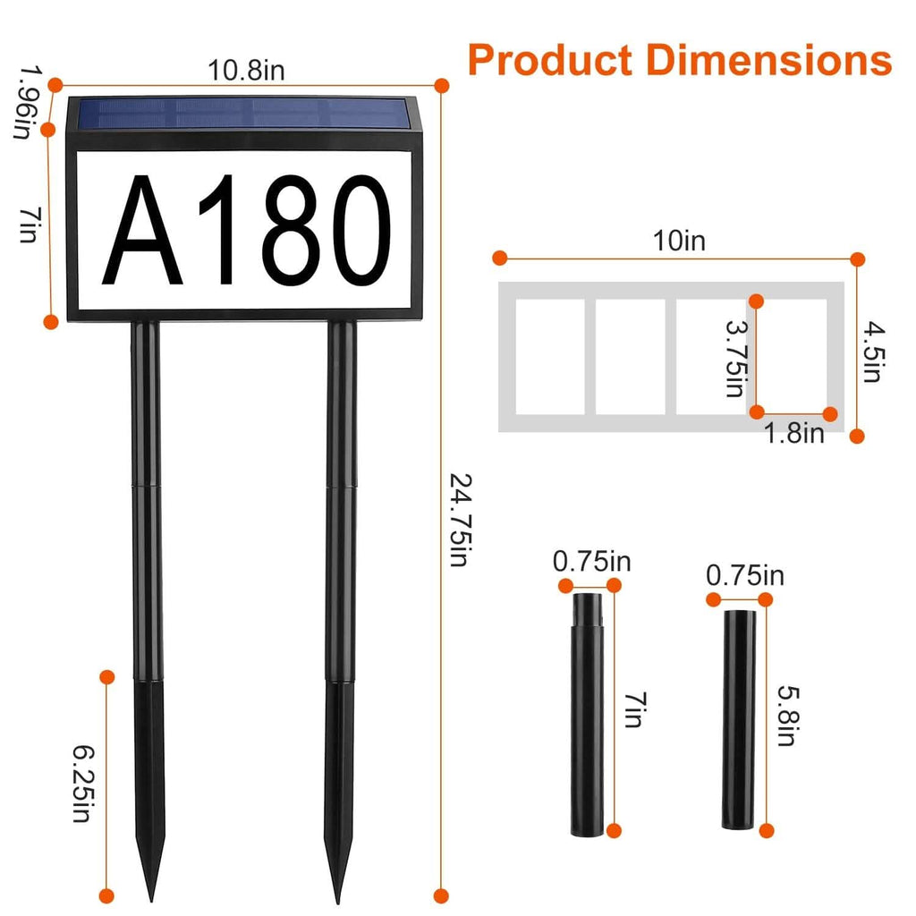 Solar Powered House Numbers LED Address Plaque Sign