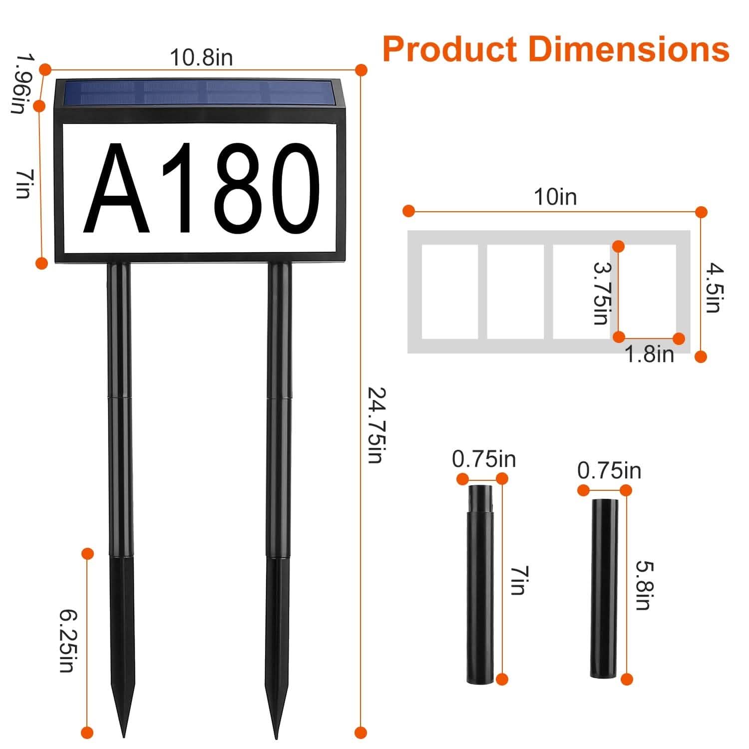 Solar Powered House Numbers LED Address Plaque Sign