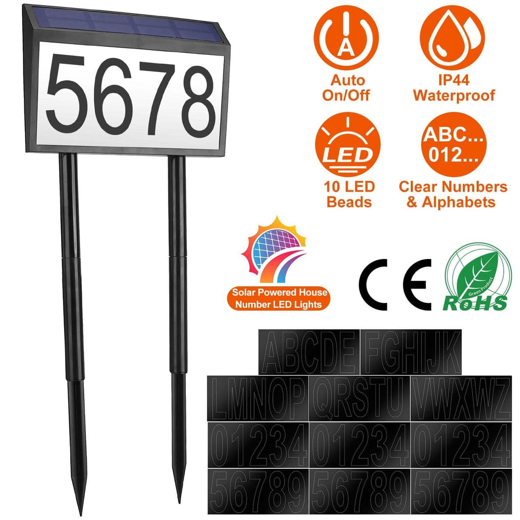 Solar Powered House Numbers LED Address Plaque Sign