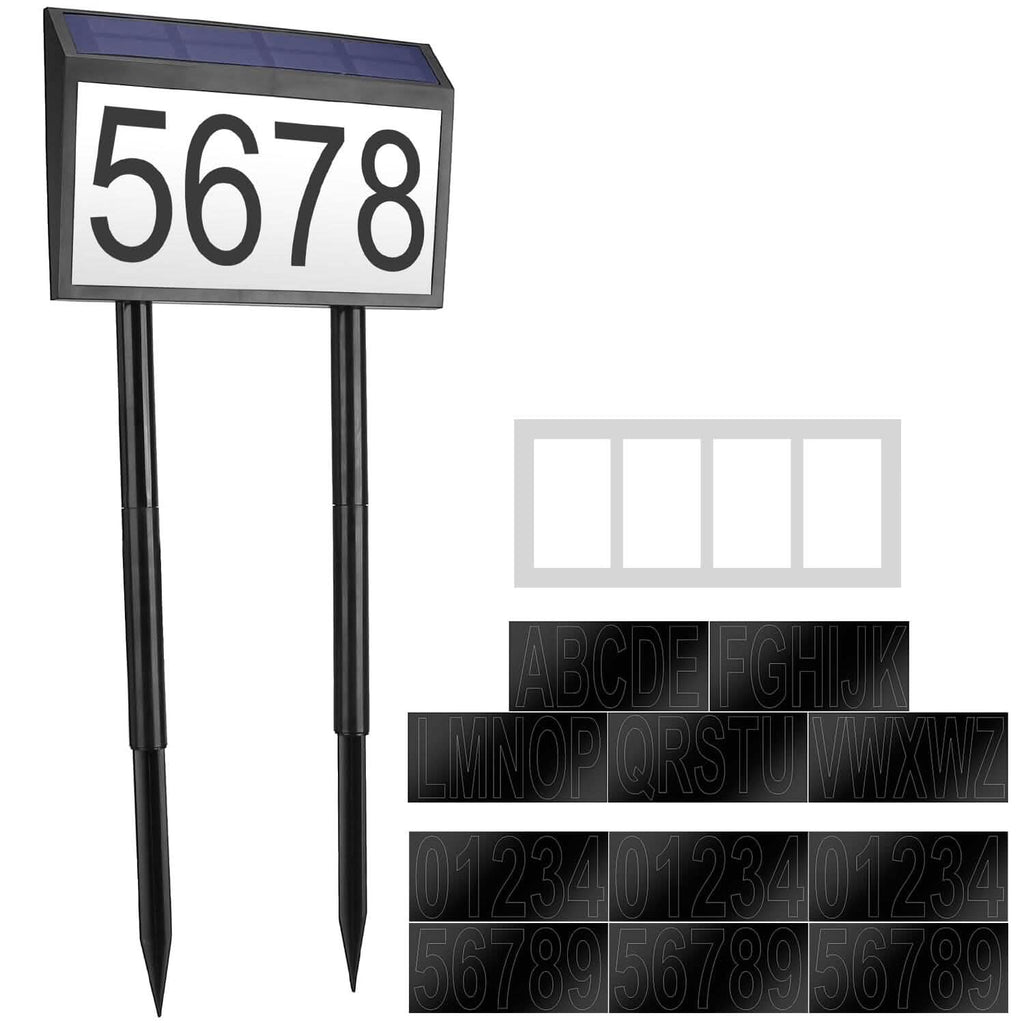 Solar Powered House Numbers LED Address Plaque Sign