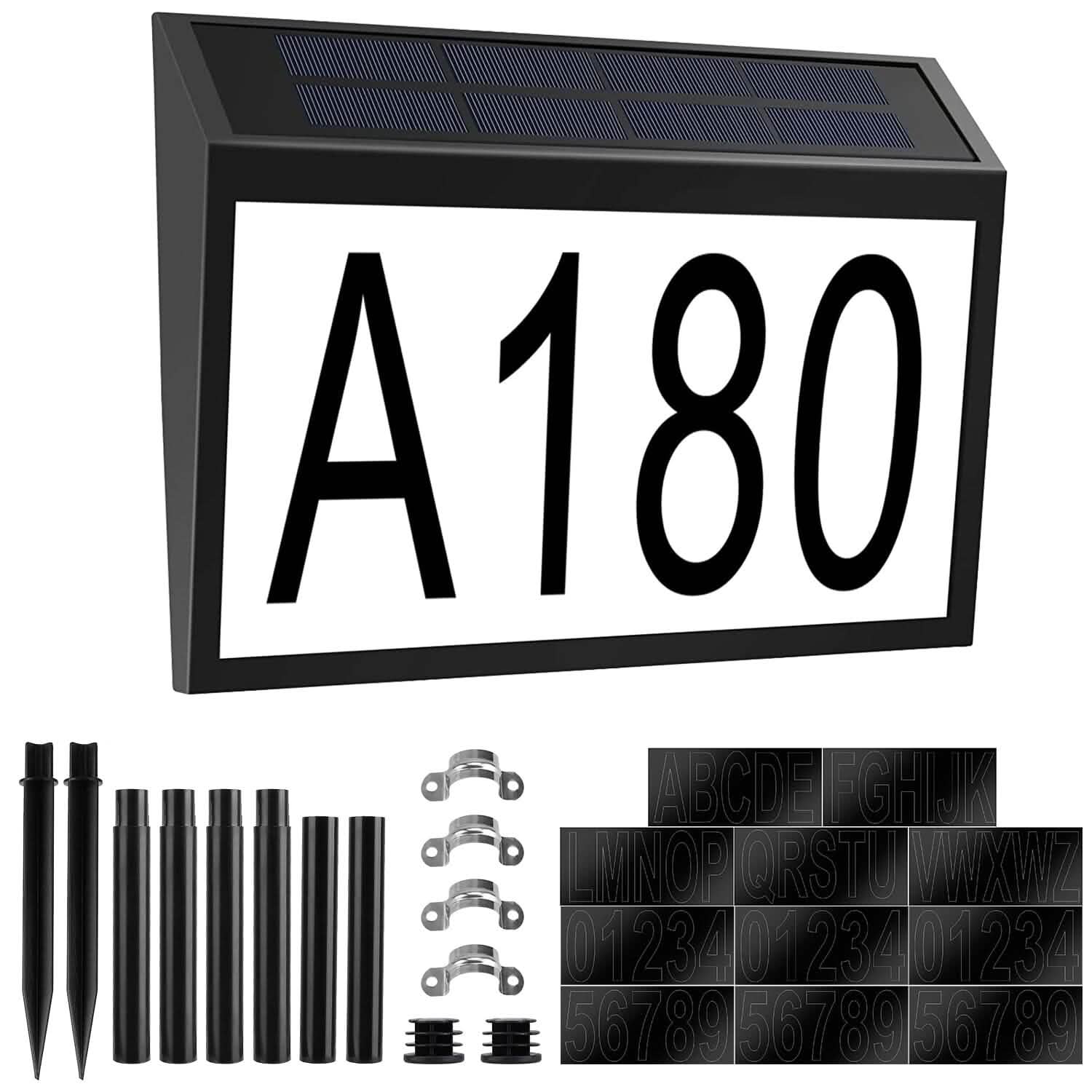 Solar Powered House Numbers LED Address Plaque Sign