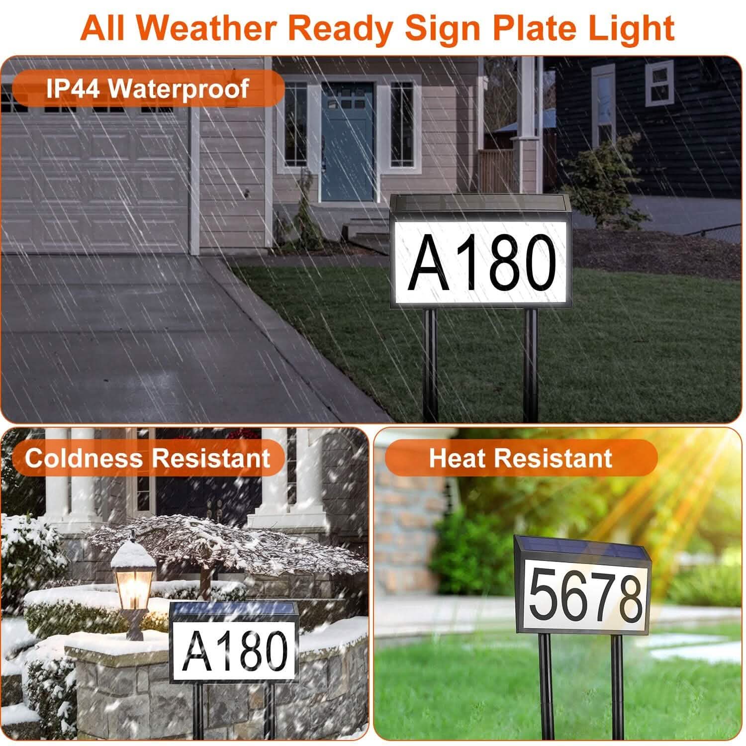 Solar Powered House Numbers LED Address Plaque Sign