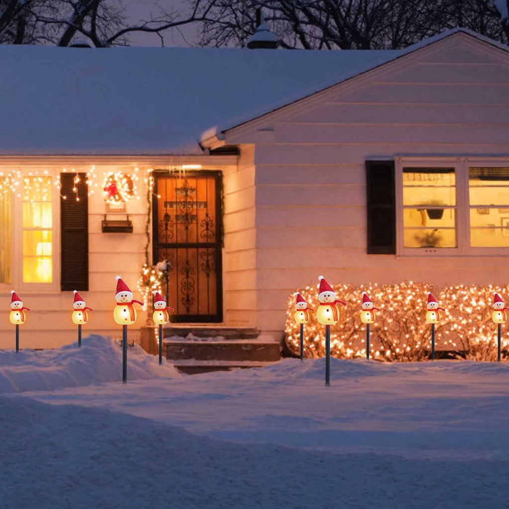 Solar Powered Lamp 3 Snowmen Garden Stake Light