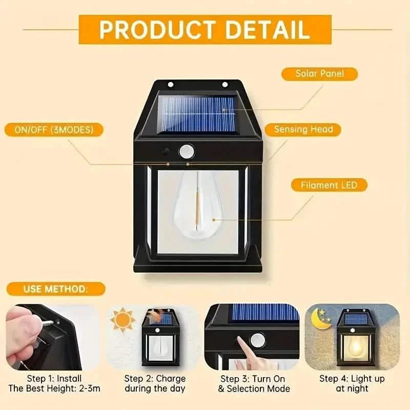 Solar-Powered Motion-Sensor Outdoor Wall Light