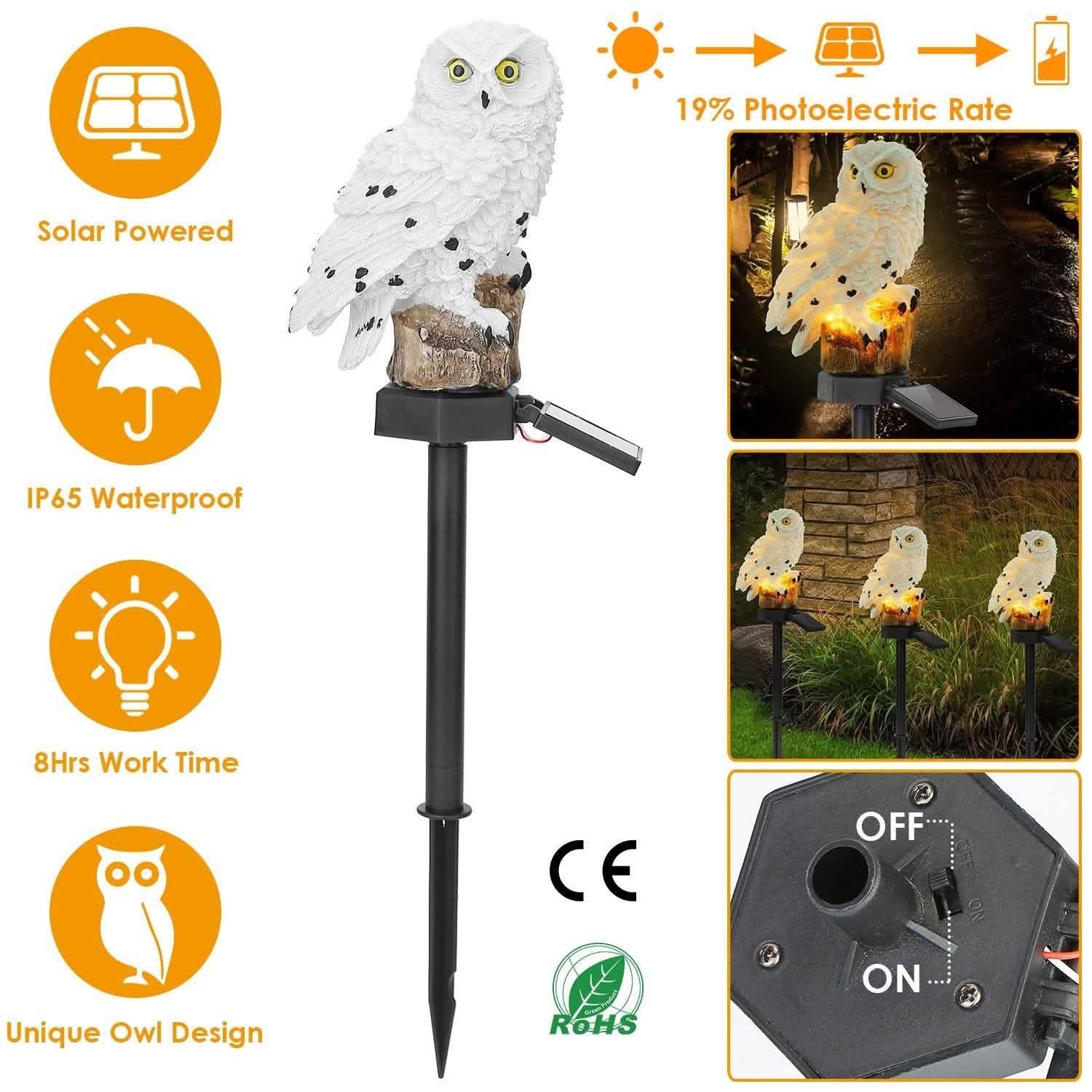 Lampe de jardin solaire Hibou étanche IP65