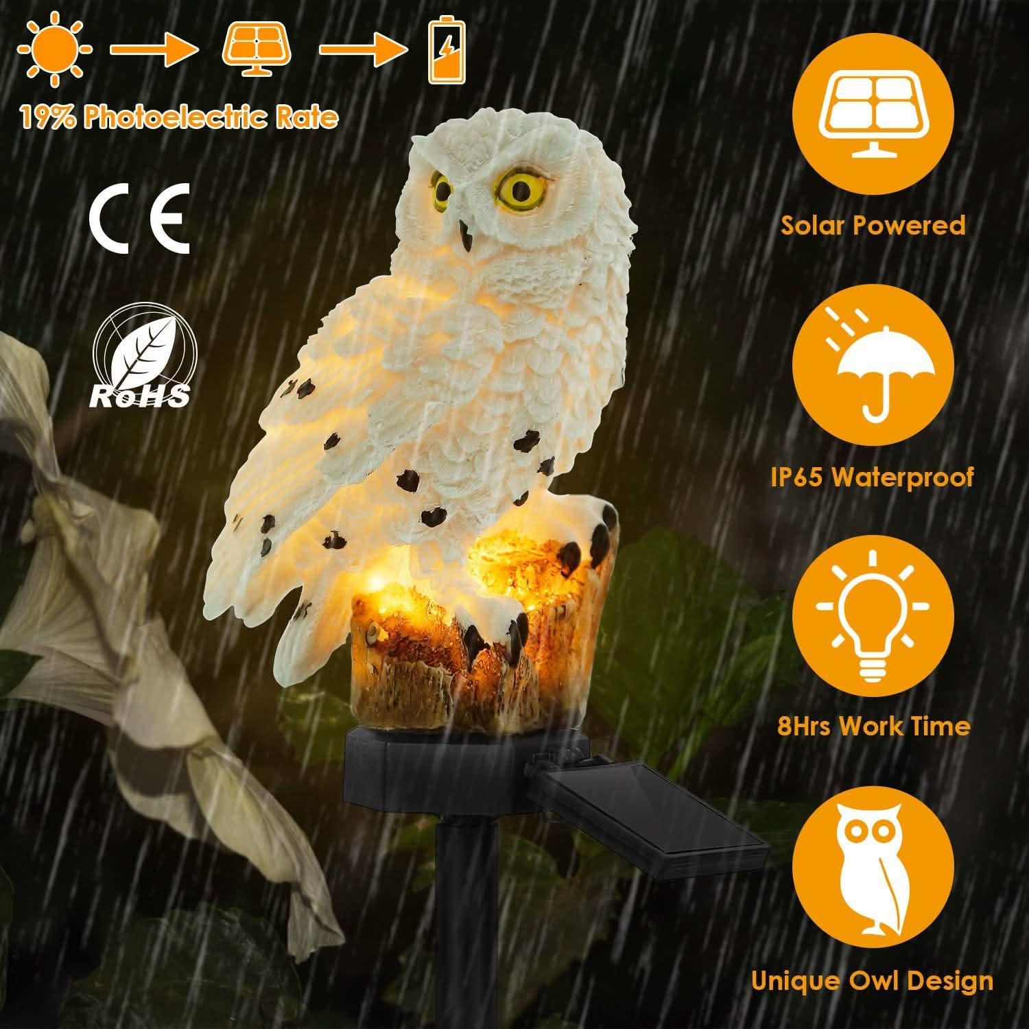 Lampe de jardin solaire Hibou étanche IP65