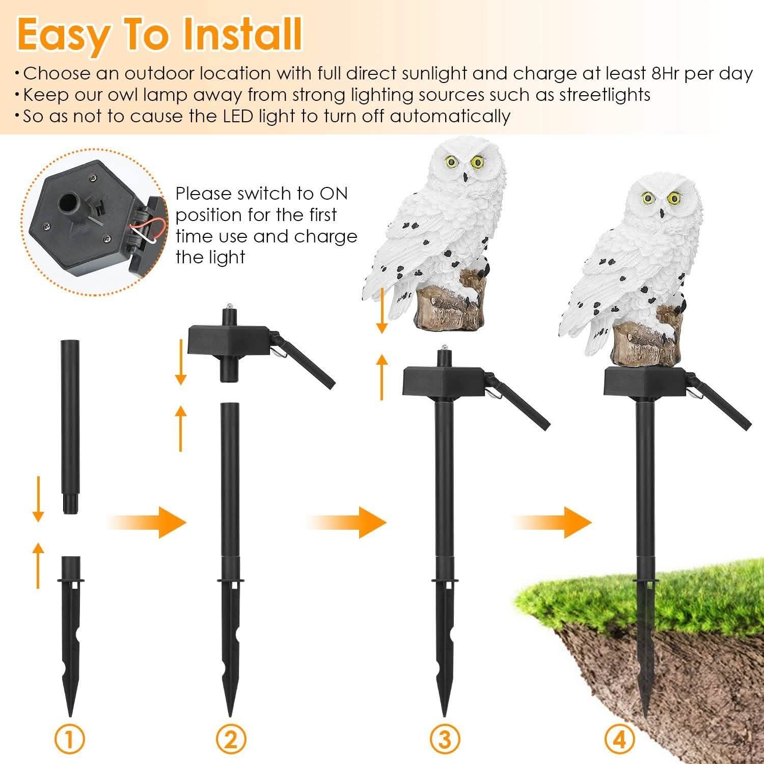 Lampe de jardin solaire Hibou étanche IP65
