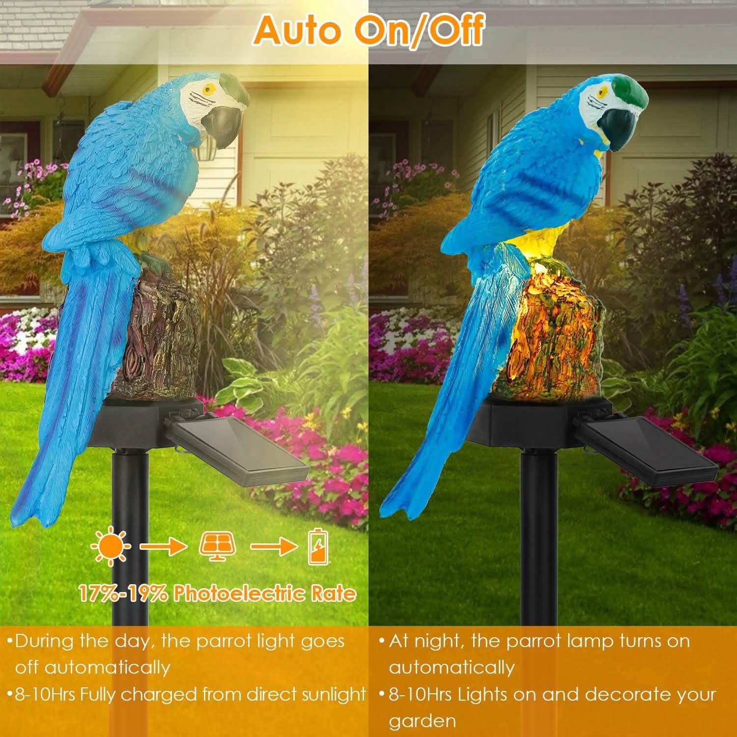 Lampe de jardin LED étanche IP65 à énergie solaire en forme de perroquet
