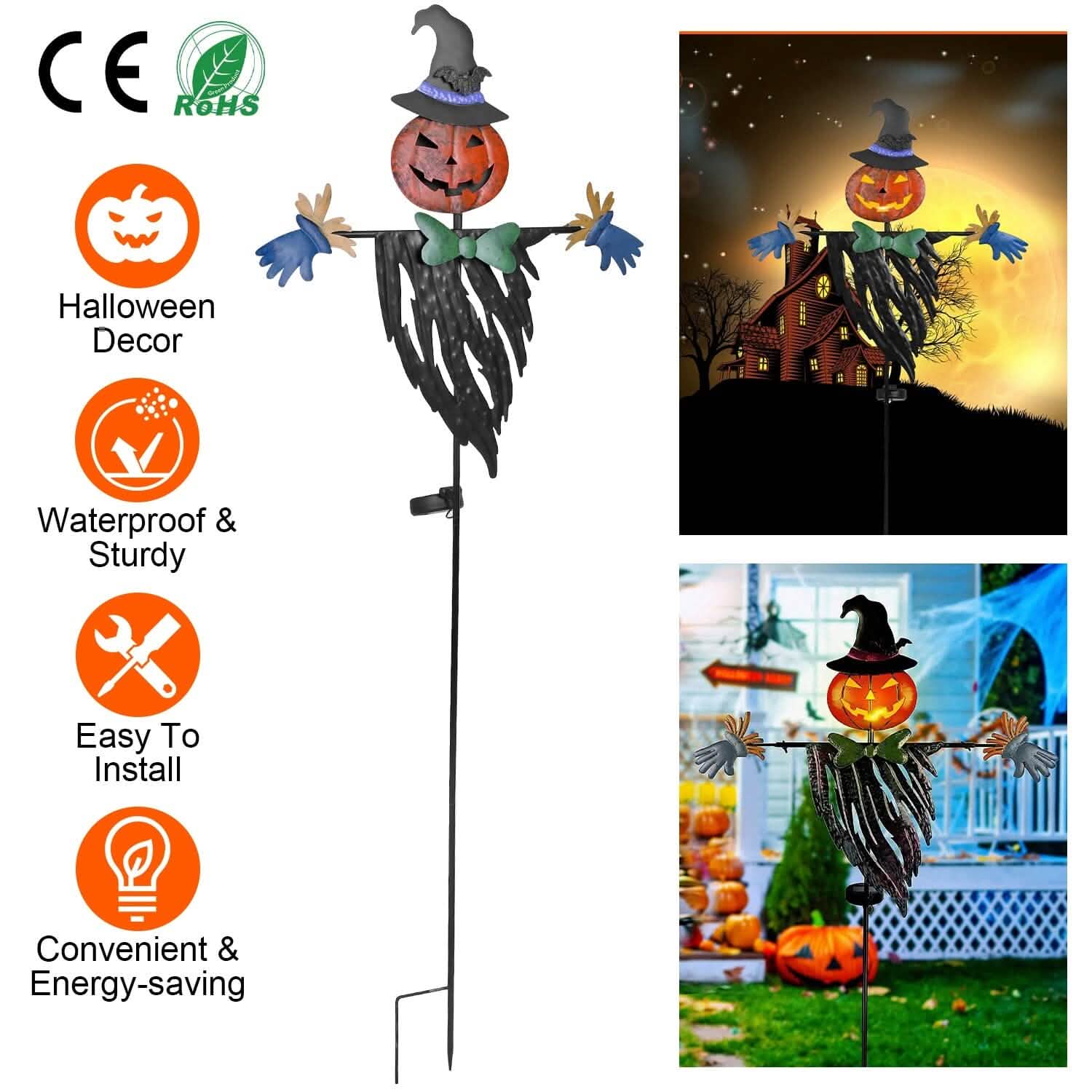 Solar Powered Scarecrow Shape Stake Light Halloween Decoration