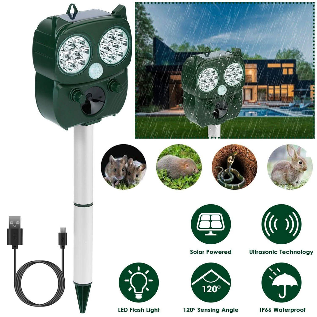Solar Powered Ultrasonic Animal Repeller PIR Motion Sensor
