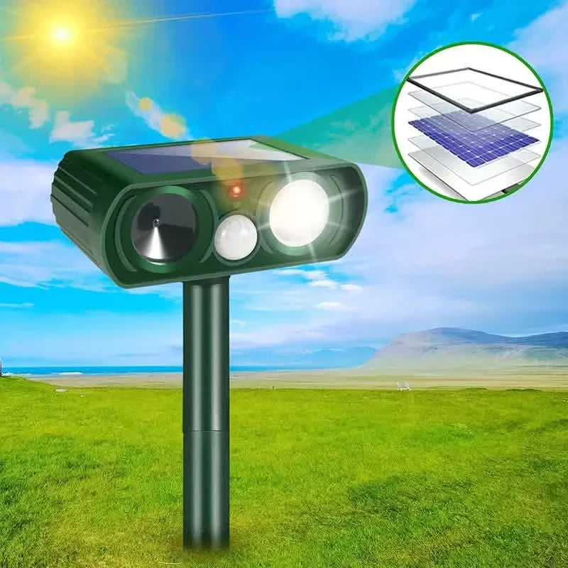 Répulsif Solaire Ultrasonique pour Animaux avec Détecteur de Mouvement