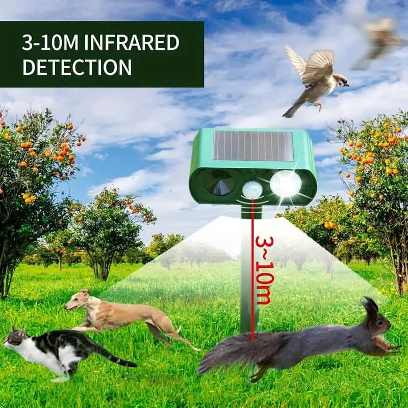 Répulsif Solaire Ultrasonique pour Animaux avec Détecteur de Mouvement