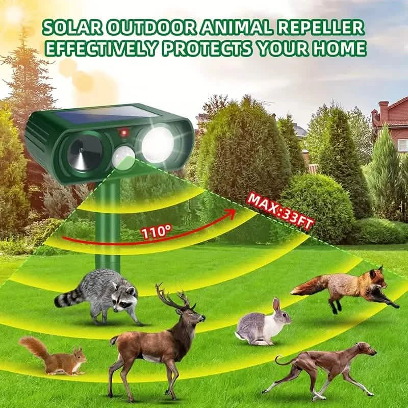 Répulsif Solaire Ultrasonique pour Animaux avec Détecteur de Mouvement
