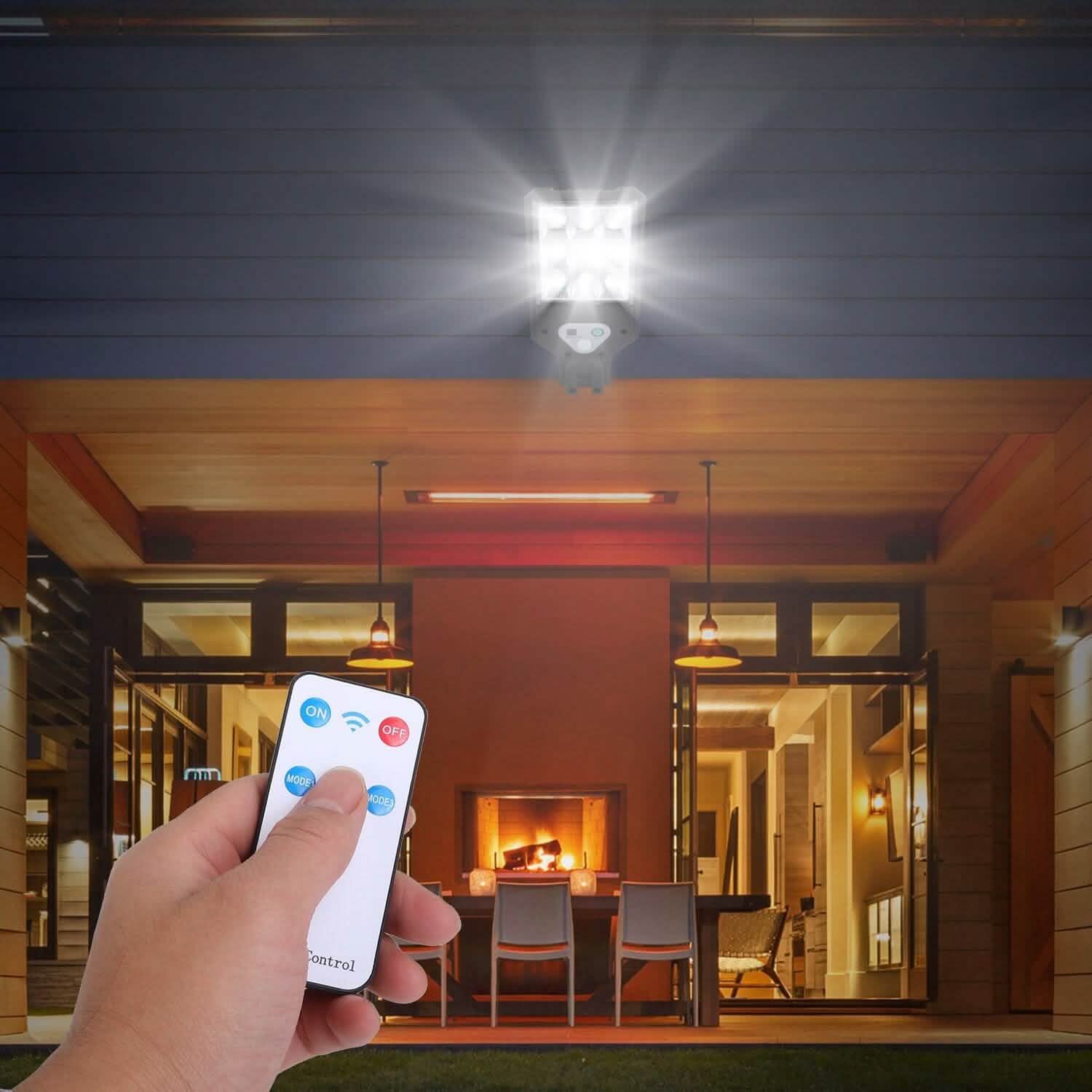 Solar Wall Light Outdoor Beads PIR Motion Sensor Remote Control Wireless Lamps