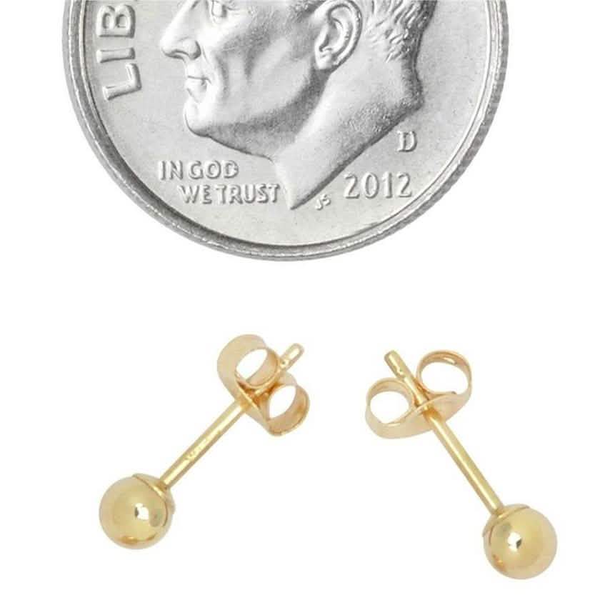 Puces d'oreilles boules en or massif 14 carats - Tailles assorties