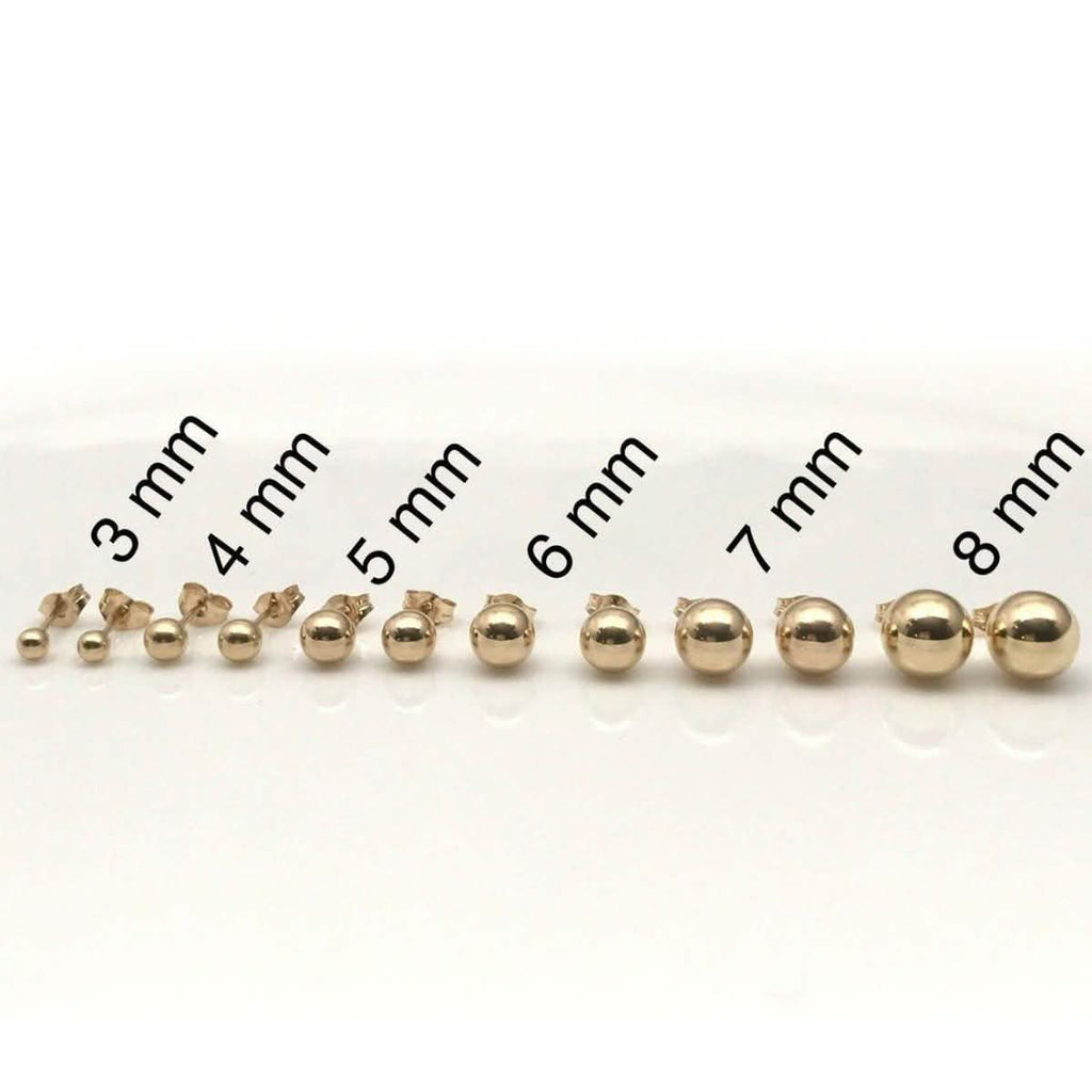 Puces d'oreilles boules en or massif 14 carats - Tailles assorties