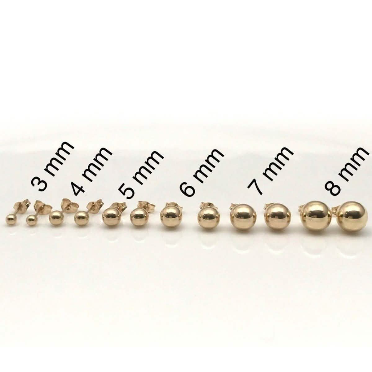 Puces d'oreilles boules en or massif 14 carats - Tailles assorties