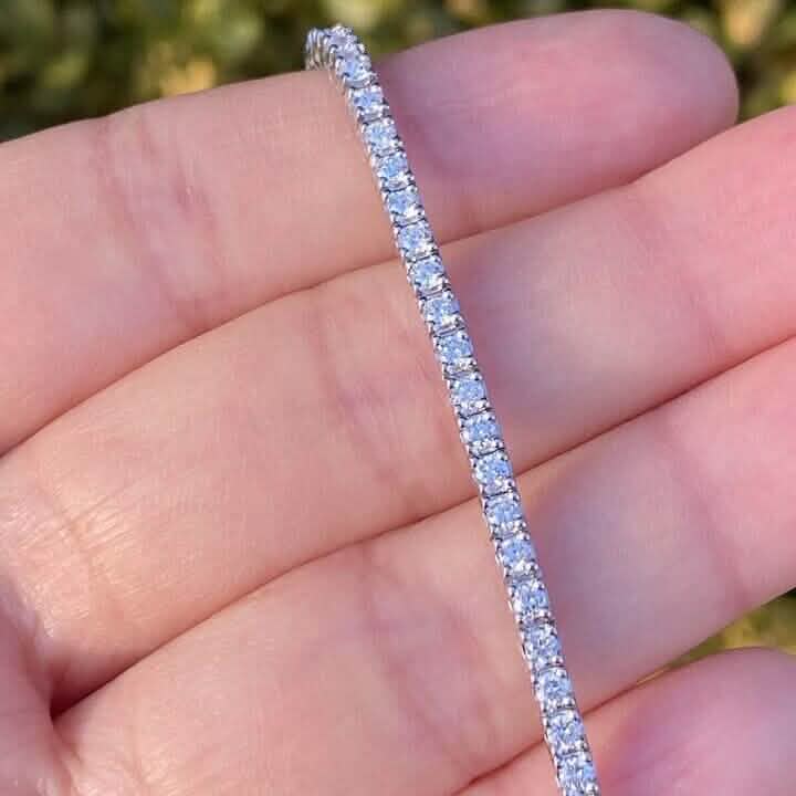 Solid 14K White Gold 2.13 CTW 100% Natural Diamond Tennis Bracelet