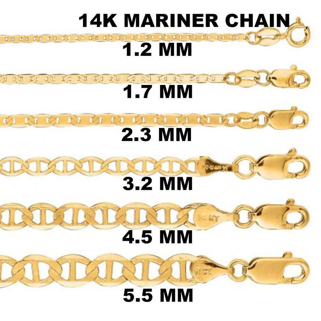 Solid 14K Yellow Gold Mariner Link Chain Necklace