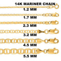 Solid 14K Yellow Gold Mariner Link Chain Necklace