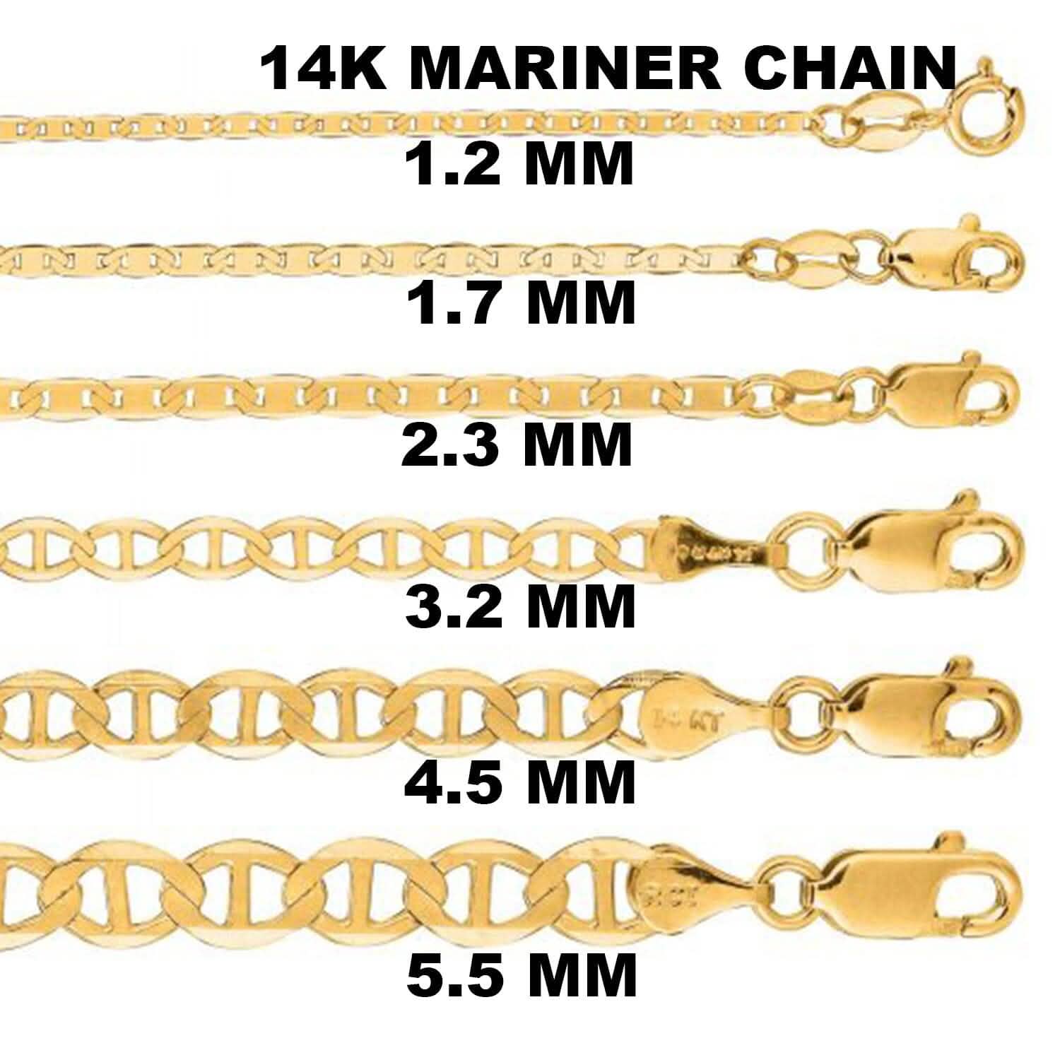 Solid 14K Yellow Gold Mariner Link Chain Necklace