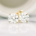 Solid 14k Yellow Gold Solitaire Round Cubic Zirconia CZ Stud Earrings