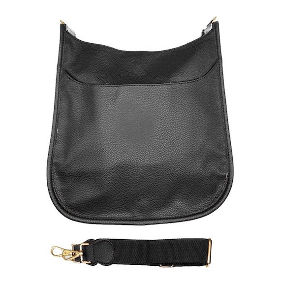 Solid Colored Faux Leather Adjustable Crossbody Tote Handbag
