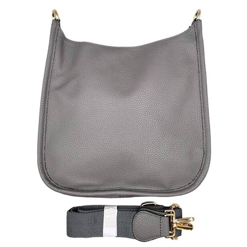 Solid Colored Faux Leather Adjustable Crossbody Tote Handbag