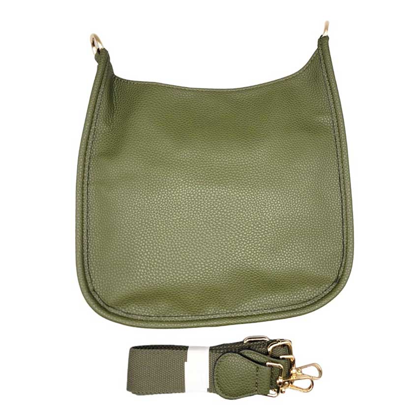 Solid Colored Faux Leather Adjustable Crossbody Tote Handbag