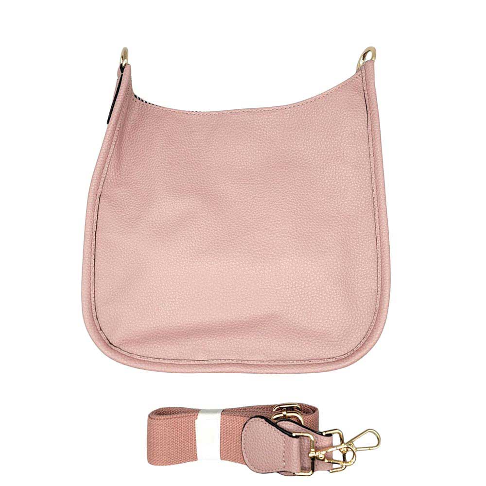 Solid Colored Faux Leather Adjustable Crossbody Tote Handbag