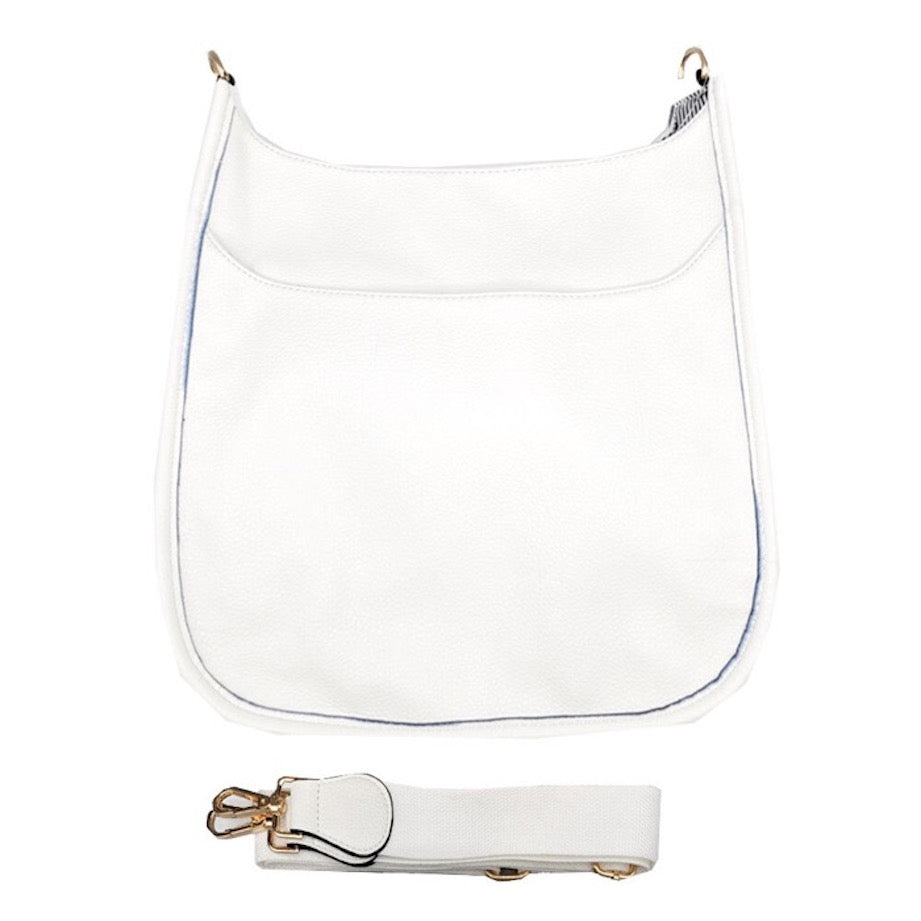 Solid Colored Faux Leather Adjustable Crossbody Tote Handbag
