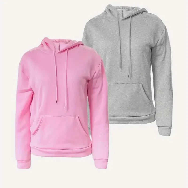 Solid Drawstring Casual Long Sleeve Hoodie
