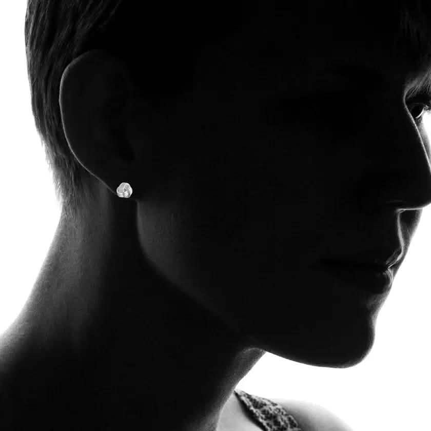 Ensemble de boucles d'oreilles en argent sterling massif avec nœud d'amour et opale rose