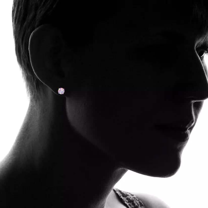 Ensemble de boucles d'oreilles en argent sterling massif avec nœud d'amour et opale rose
