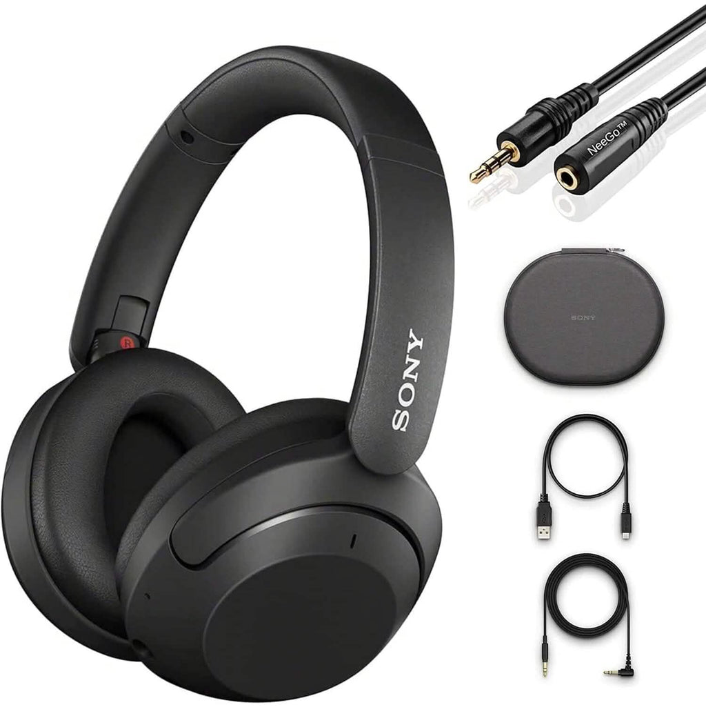 Casque supra-auriculaire Bluetooth sans fil à réduction de bruit Sony WH-XB910N + extension NeeGo 3,5 mm (reconditionné)