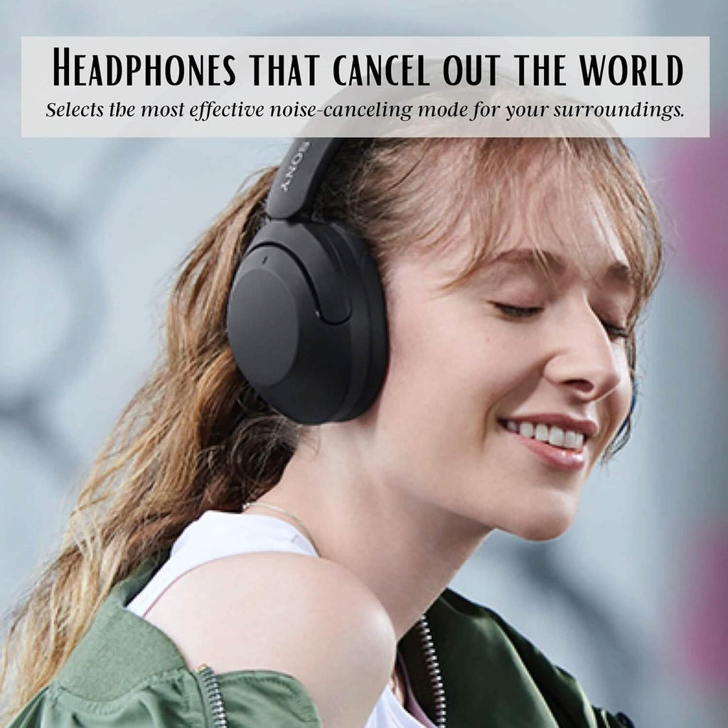 Casque supra-auriculaire Bluetooth sans fil à réduction de bruit Sony WH-XB910N + extension NeeGo 3,5 mm (reconditionné)